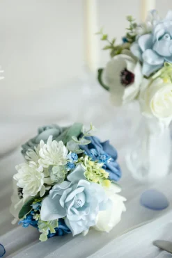 Mini Ready-to-Use Flower Centerpiece Set in Dusty Blue & Navy