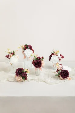 Mini Ready-to-Use Flower Centerpiece Set in Romantic Marsala | Clearance