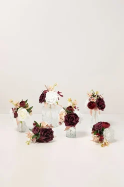 Mini Ready-to-Use Flower Centerpiece Set in Romantic Marsala | Clearance