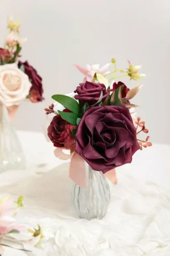 Mini Ready-to-Use Flower Centerpiece Set in Romantic Marsala | Clearance