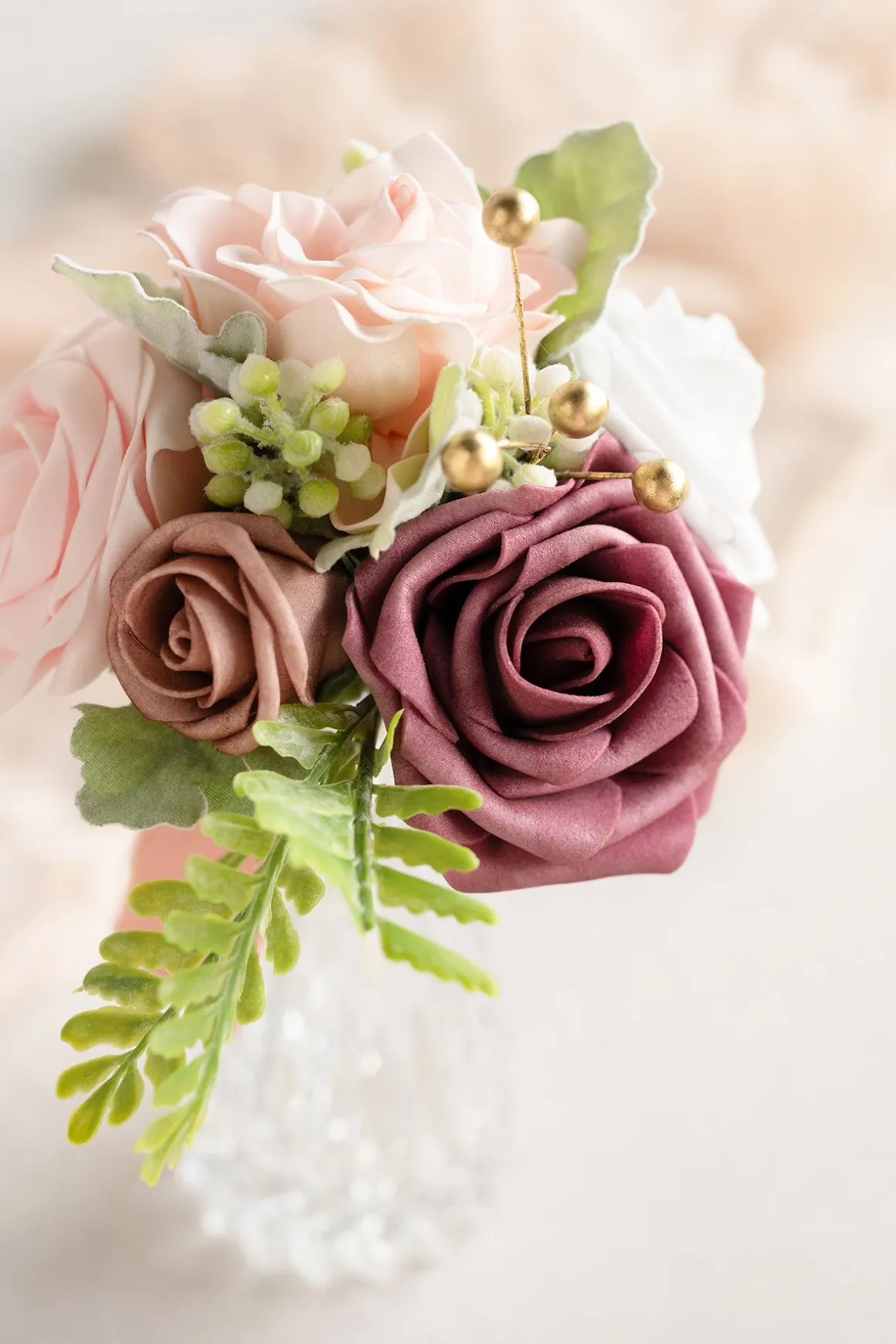 Mini Ready-to-Use Flower Centerpiece Set in Dusty Rose & Cream | Clearance