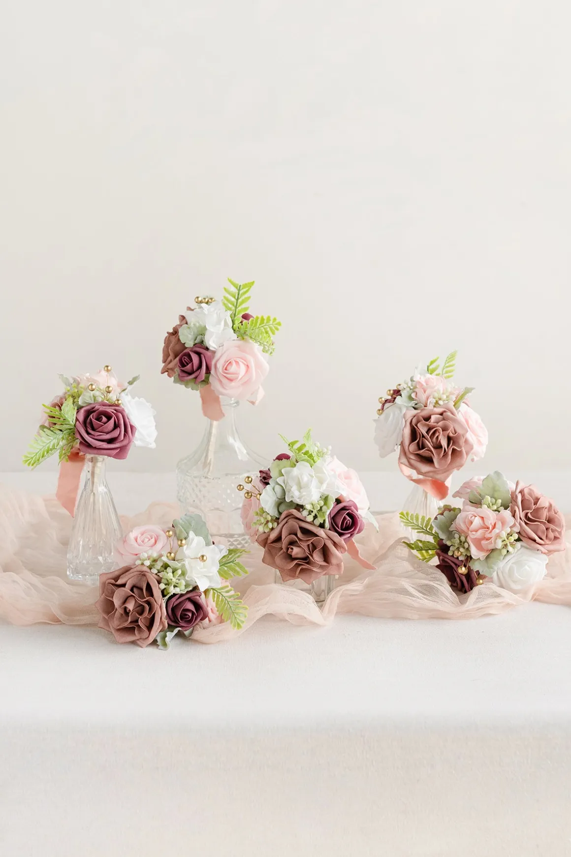 Mini Ready-to-Use Flower Centerpiece Set in Dusty Rose & Cream | Clearance