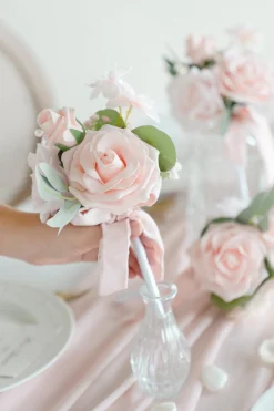 Mini Ready-to-Use Flower Centerpiece Set in Blush & Cream | Clearance