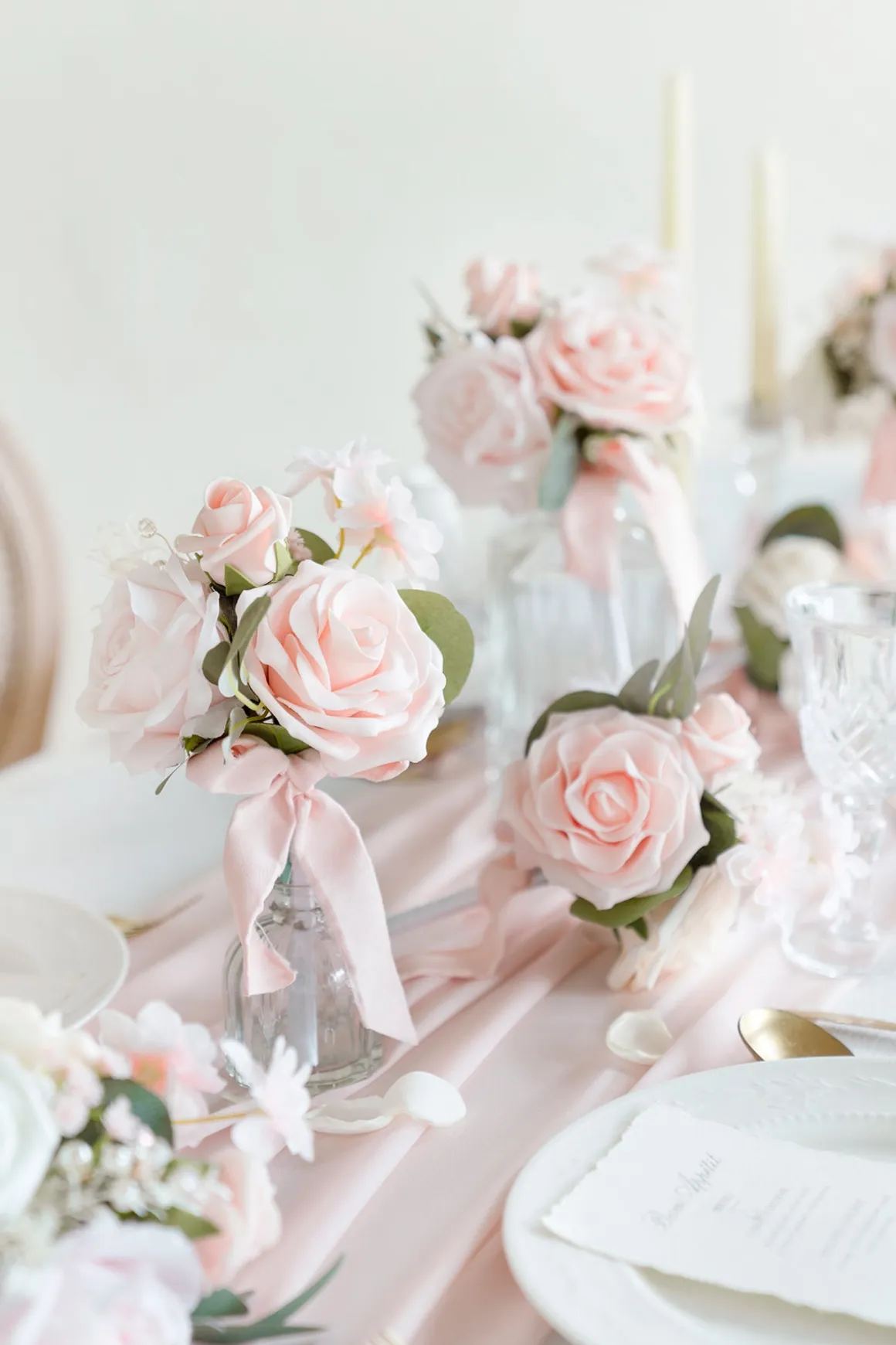 Mini Ready-to-Use Flower Centerpiece Set in Blush & Cream | Clearance
