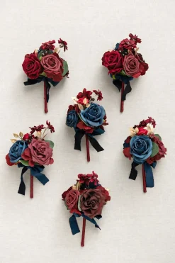 Mini Ready-to-Use Flower Centerpiece Set in Burgundy & Navy