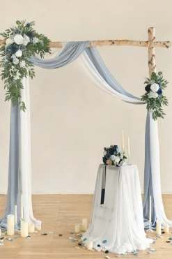 2pcs Flower Arch Decor with 2pcs Drapes - Dusty Blue & Navy (Set of 4) | Clearance