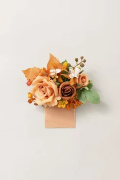Pocket Square Boutonniere for Groom in Sunset Terracotta