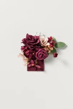 Pocket Square Boutonniere for Groom in Romantic Marsala