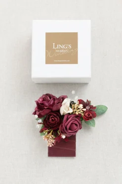 Pocket Square Boutonniere for Groom in Romantic Marsala