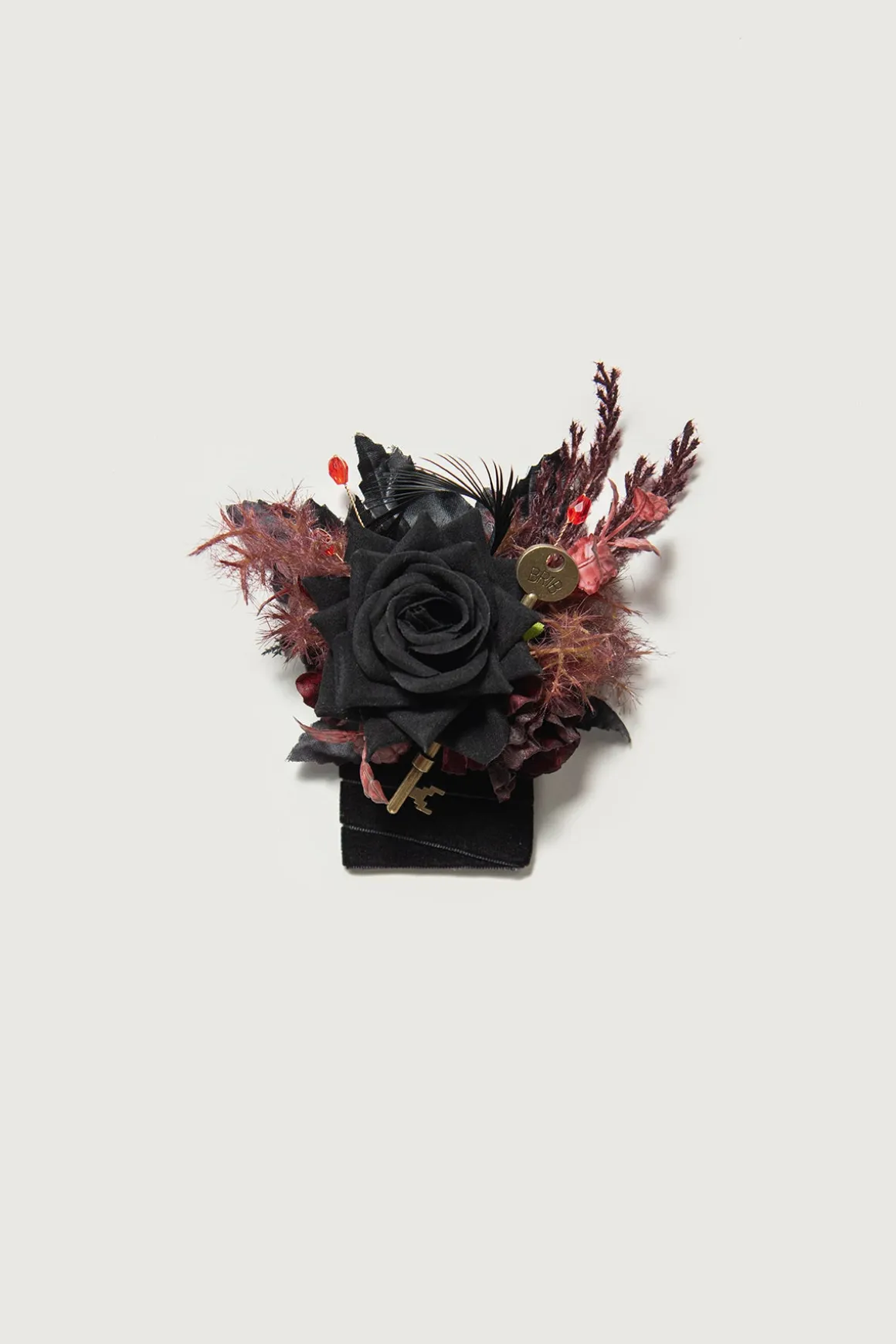 Pocket Square Boutonniere for Groom in Moody Burgundy & Black