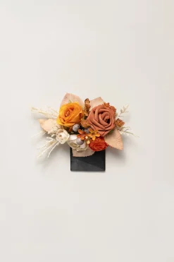 Pocket Square Boutonniere for Groom in Passion Terracotta | Clearance