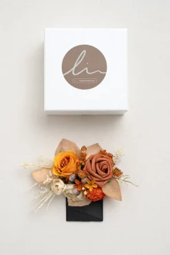 Pocket Square Boutonniere for Groom in Passion Terracotta | Clearance