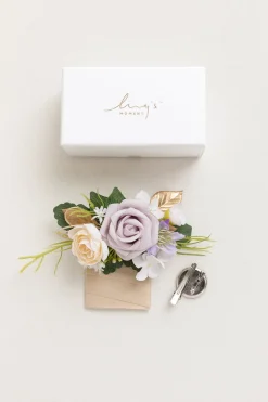 Pocket Square Boutonniere for Groom in Lilac