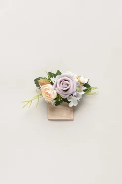 Pocket Square Boutonniere for Groom in Lilac
