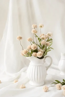 Pompon Mum with Stem in Beige