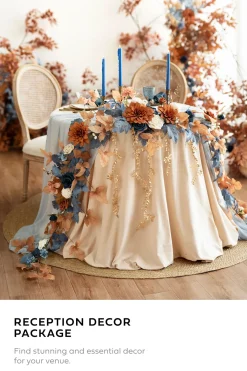 Reception Decor Package in Russet Orange & Denim Blue