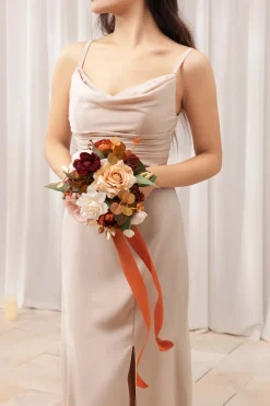 Round Bridesmaid Bouquet in Sunset Terracotta (Set of 1)