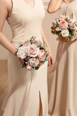 Round Bridesmaid Bouquets in Dusty Rose & Cream | Clearance