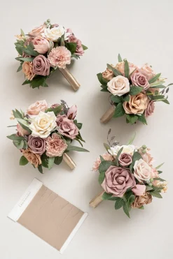 Round Bridesmaid Bouquets in Dusty Rose & Cream | Clearance