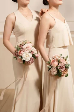 Round Bridesmaid Bouquets in Dusty Rose & Cream | Clearance
