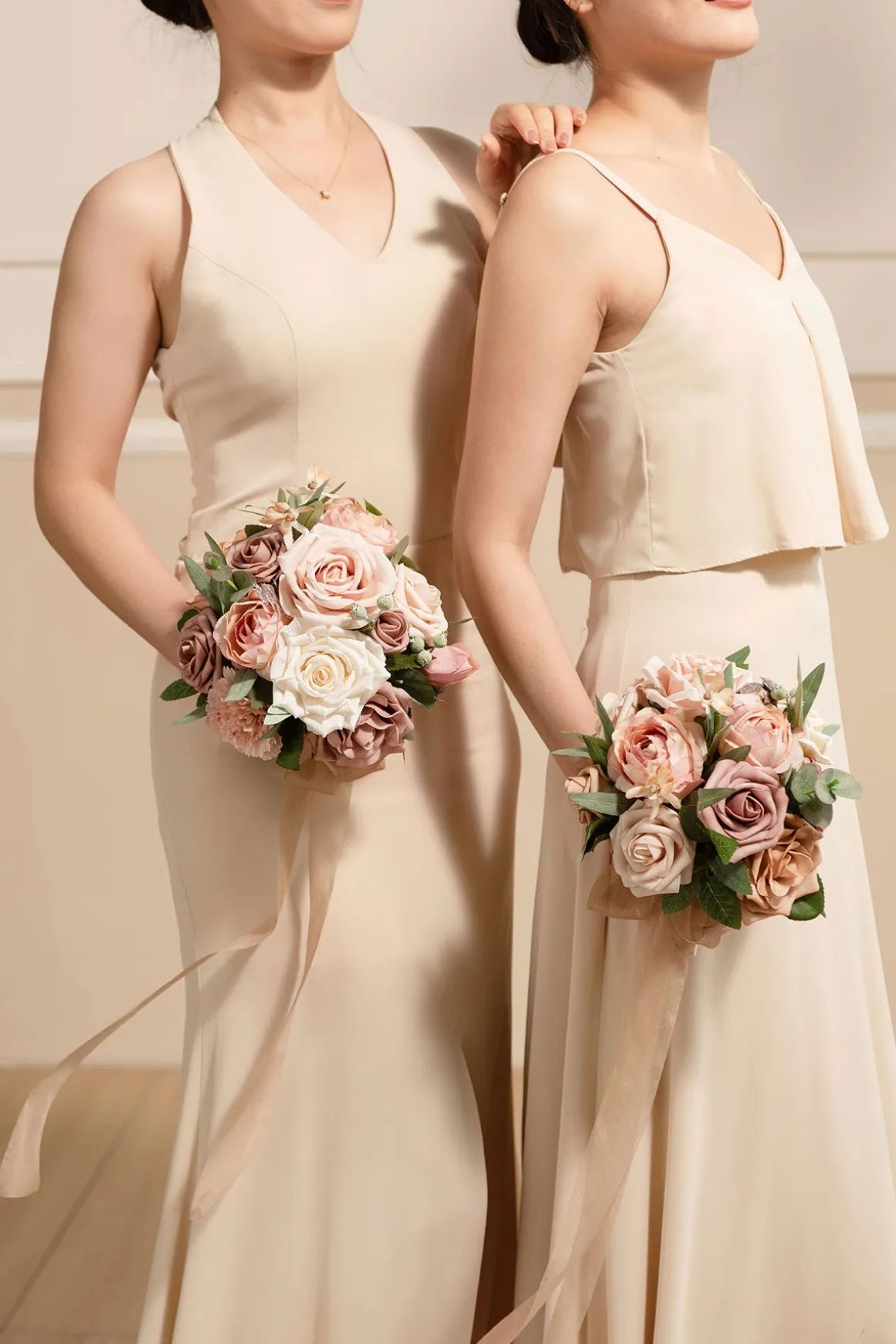 Round Bridesmaid Bouquets in Dusty Rose & Cream | Clearance