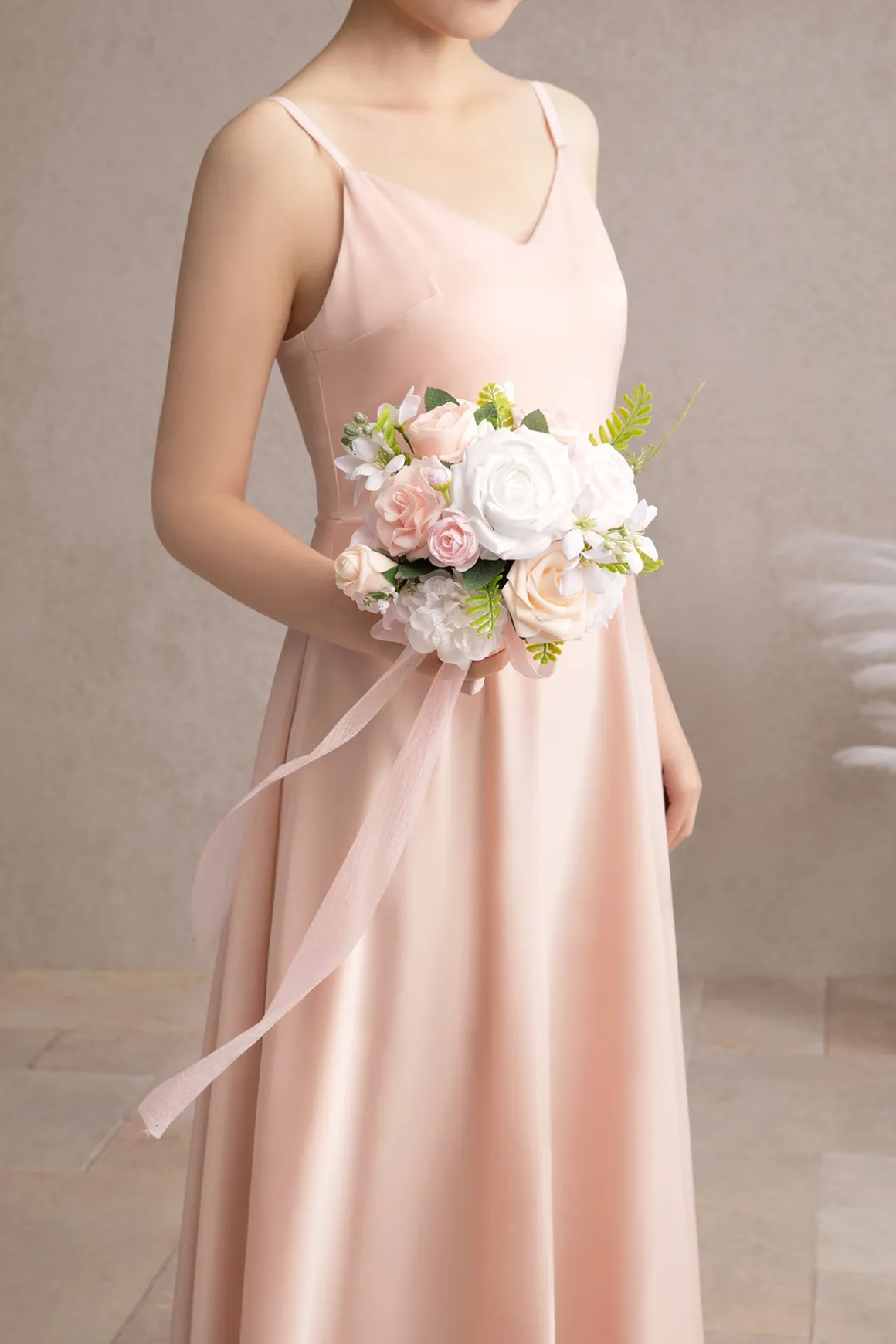 Round Bridesmaid Bouquets in Blush & Cream