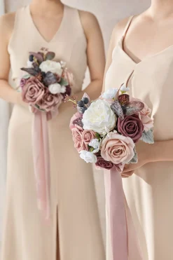 Round Bridesmaid Bouquets in Dusty Rose & Mauve | Clearance