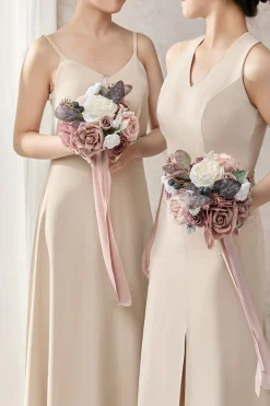 Round Bridesmaid Bouquets in Dusty Rose & Mauve | Clearance