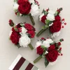 Round Bridesmaid Bouquets in Christmas Red & Sparkle