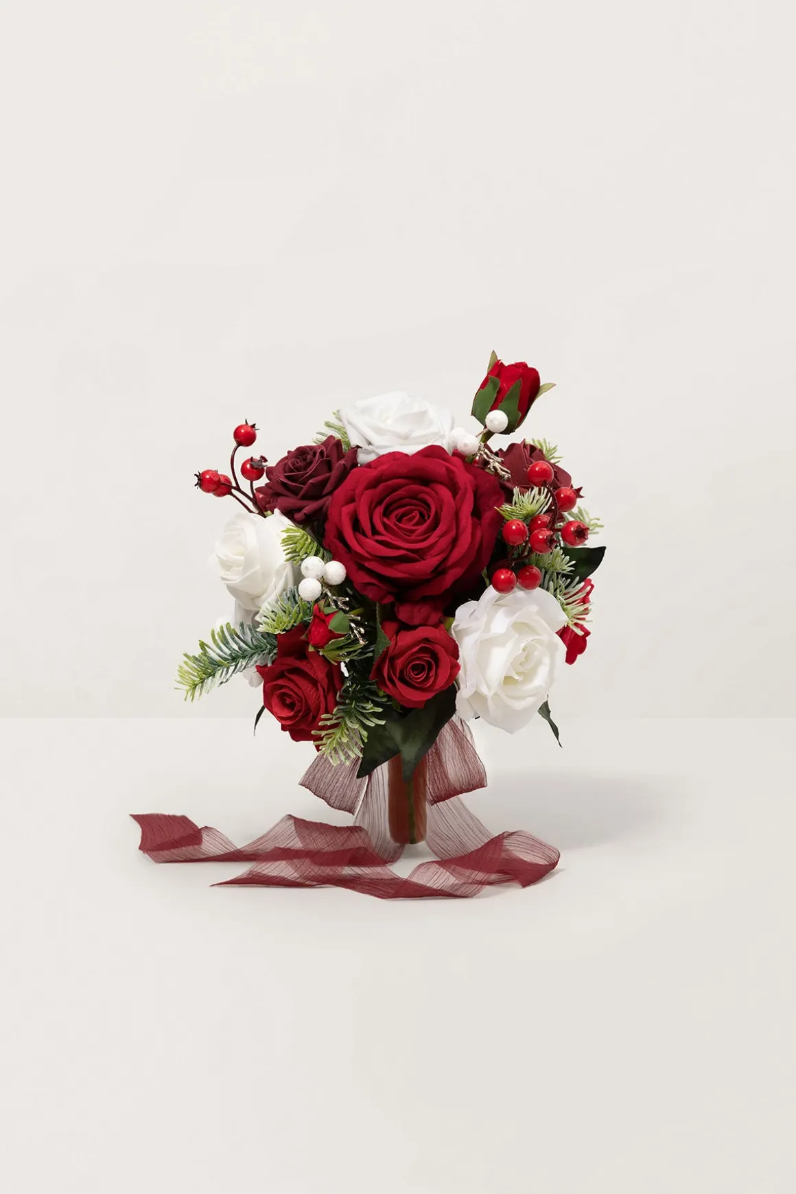 Round Bridesmaid Bouquets in Christmas Red & Sparkle