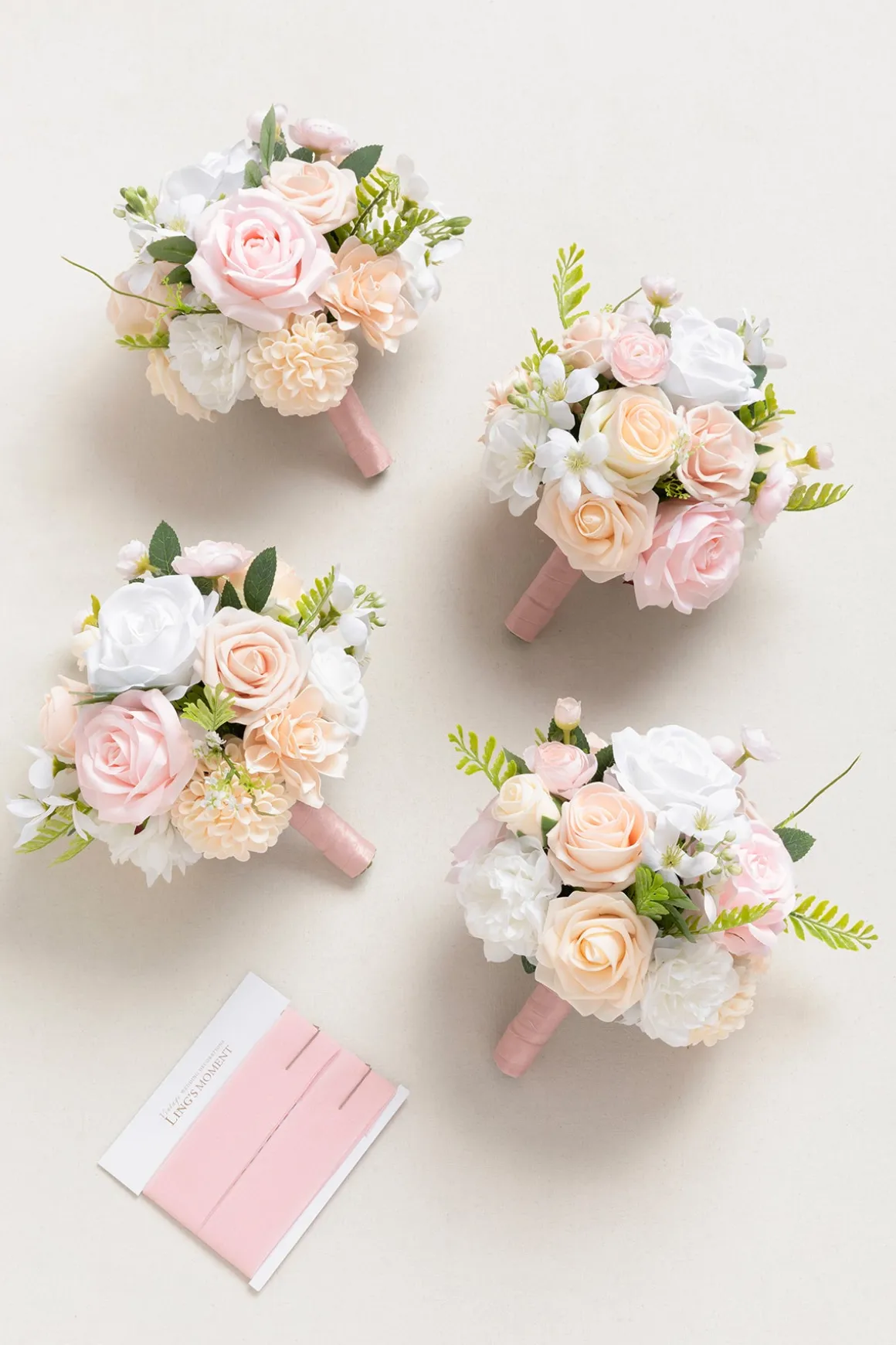 Round Bridesmaid Bouquets in Blush & Cream (Set of 4) | Clearance