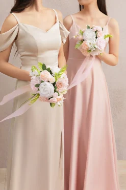 Round Bridesmaid Bouquets in Blush & Cream (Set of 4) | Clearance