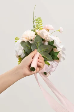 Round Bridesmaid Bouquets in Blush & Cream (Set of 4) | Clearance