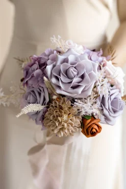Round Bridesmaid Bouquets in Lavender Aster & Burnt Orange | Clearance