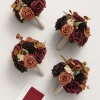 Round Bridesmaid Bouquets in Burgundy & Burnt Orange (Set of 4)