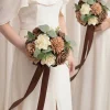 Round Bridesmaid Bouquets in Earth Brown & Sand Beige (Set of 4)
