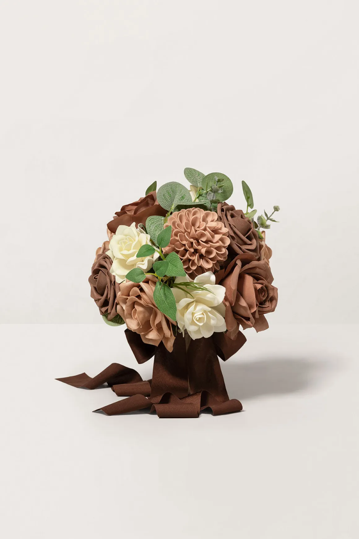 Round Bridesmaid Bouquets in Earth Brown & Sand Beige (Set of 4)