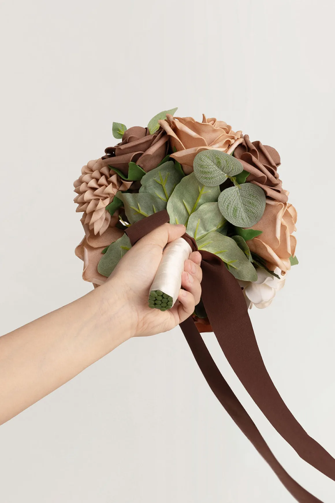 Round Bridesmaid Bouquets in Earth Brown & Sand Beige (Set of 4)