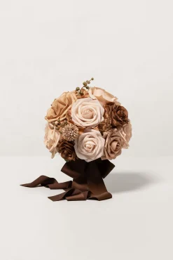 Round Bridesmaid Bouquets in Earth Brown & Sand Beige (Set of 4)