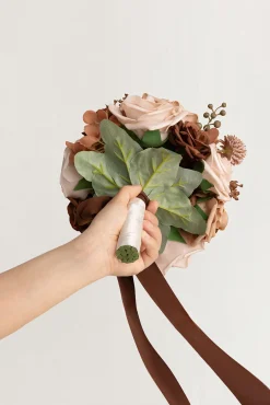 Round Bridesmaid Bouquets in Earth Brown & Sand Beige (Set of 1)