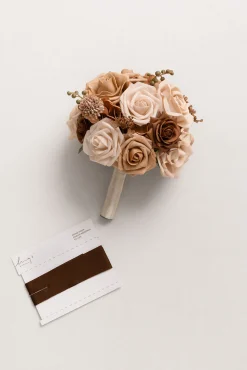 Round Bridesmaid Bouquets in Earth Brown & Sand Beige (Set of 1)