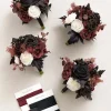 Round Bridesmaid Bouquets in Moody Burgundy & Black (Set of 4) | Clearance