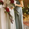 Round Bridesmaid Bouquets in Christmas Red & Sparkle (Set of 4)