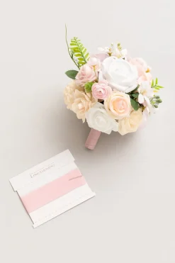 Round Bridesmaid Bouquets in Blush & Cream (Set of 1)