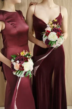 Round Bridesmaid Bouquets in Romantic Marsala | Clearance