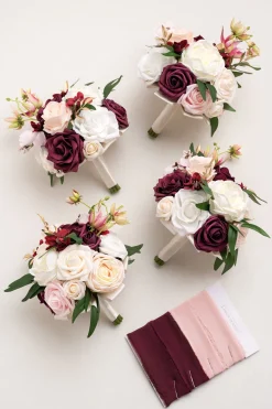 Round Bridesmaid Bouquets in Romantic Marsala | Clearance