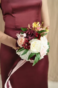 Round Bridesmaid Bouquets in Romantic Marsala | Clearance
