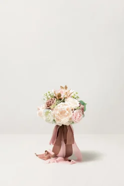 Round Bridesmaid Bouquets in Dusty Rose & Cream