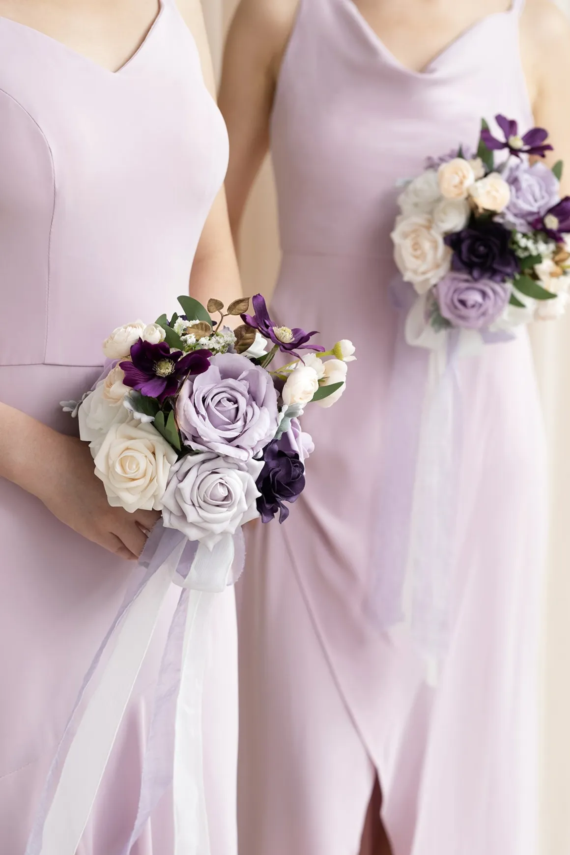 Round Bridesmaid Bouquets in Lilac & Gold | Clearance