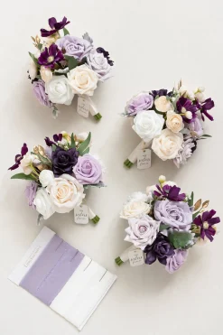 Round Bridesmaid Bouquets in Lilac & Gold | Clearance